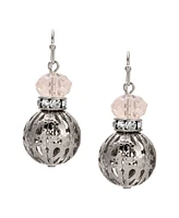 2028 Crystal Accent Filigree Ball Drop Earrings