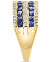 Effy Blue Sapphire (1-1/3 ct. t.w.) & Diamond (3/8 ct. t.w.) Statement Band Ring in 14k Yellow Gold