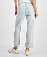 Indigo Rein Juniors' Faded Mid-Rise Cuffed Capri Jeans