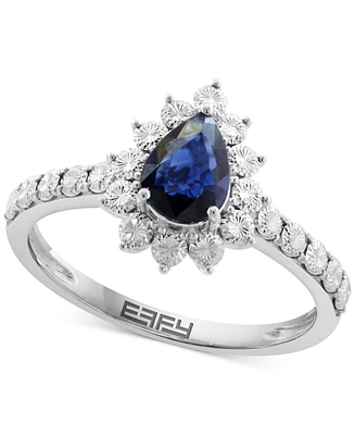 Effy Sapphire Miracle Plate Halo Ring (5/8 ct. t.w.) in 14k White Gold