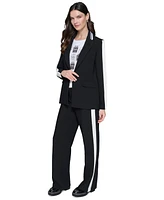 Karl Lagerfeld Paris Petite Striped Pleated-Sleeve Jacket