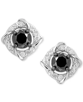 Black & White Diamond Love Knot Stud Earrings (1 ct. t.w.) in Sterling Silver