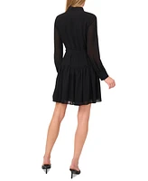 CeCe Women's Drop-Waist Pleated Shirtdress