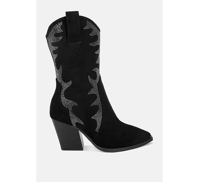 Rag & Co Rambler Rhinestones Embellished Calf Boots