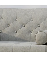 Mid-Century Modern Retro Club Chair With Button-Tufted Stitching And Gold-Tipped Legs