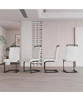 Modern Dining Chairs, Pu Faux Leather High Back Upholstered Side Chair with C-shaped Tube. Black Metal Legs for Dining Room Kitchen Vanity Patio Club
