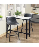 Streamdale Furniture 27.25" Counter Height Bar Stools, Industrial Kitchen Stools, Upholstered Armless Bar Chairs with Back, Steel Legs, Set of 2