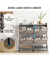 gaomon Shoe Cabinet with 4 Flip Drawers,Freestanding Shoe Storage Cabinet Organizer for Entryway,Shoe Rack Cabinet,Dry and wet Separation Shoe Organiz