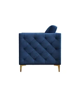 Accent Chair for Living Room Upholstered Arm Chair with Metal Legs Navy Blue Velvet