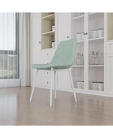 Streamdale Furniture A set of 4 dining chairs, modern kitchen dining chairs, linen padded chairs, and sturdy white metal leg decorated dining chairs.