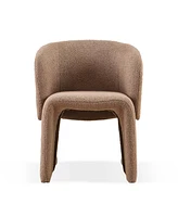 Modern Accent Chair Brown Single Sofa Chair, Upholstered Side Chair Teddy Comfy Chair for Dining room/Bedroom/Living Room/Reception-Brown-2PC