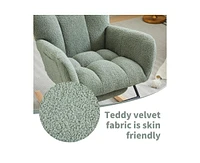 Modern Nursery Rocking Chair, Upholstered Glider Chair with High Backrest