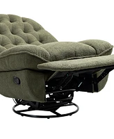 360 Swivel Recliner Adjustable Chair Chenille Glider Swivel Reclining Sofa Chair with Black Metal Round Base