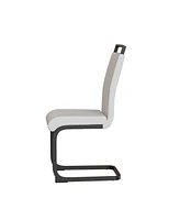 Modern Dining Chairs, Pu Faux Leather High Back Upholstered Side Chair with C-shaped Tube.Black Metal Legs for Dining Room Kitchen Vanity Patio Club G