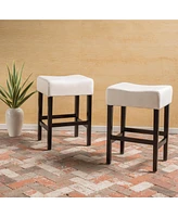 Streamdale Furniture Set Of 2, 26.75" Backless Leather Counter Height Barstool, Beige