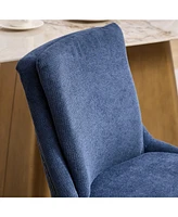 Modern Dining Chairs Set of 2,Double-layer Cushioned Chenille fabric Upholstered Accent Side Leisure Chairs with Mid Back and Curved Solid Wood Legs f