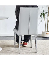 4 piece dining chairs.Light gray provides a modern feel, while the checkered buckle design has a traditional and classic touch. Suitable for various o