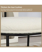 Streamdale Furniture Boucle Dining Chairs Set of 2, Mid-Century Modern Curved Backrest Chair, Round Upholstered Kitchen Chairs (Beige Boucle)