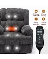 Dual Motor Heat Massage Infinite Position Up to 350 Lbs Electric Power Lift Recliners with Power-Remote, Medium-firm and Heavy Duty, Grey