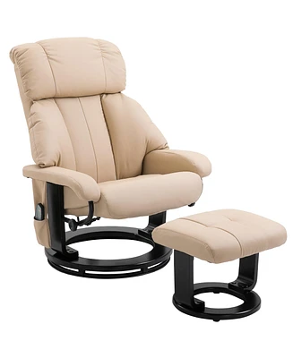 Streamdale Furniture Massage Recliner Chair with Ottoman, 360 Swivel Recliner and Footstool, 10 Point Vibration, Pu Leather Reclining Chair with Side