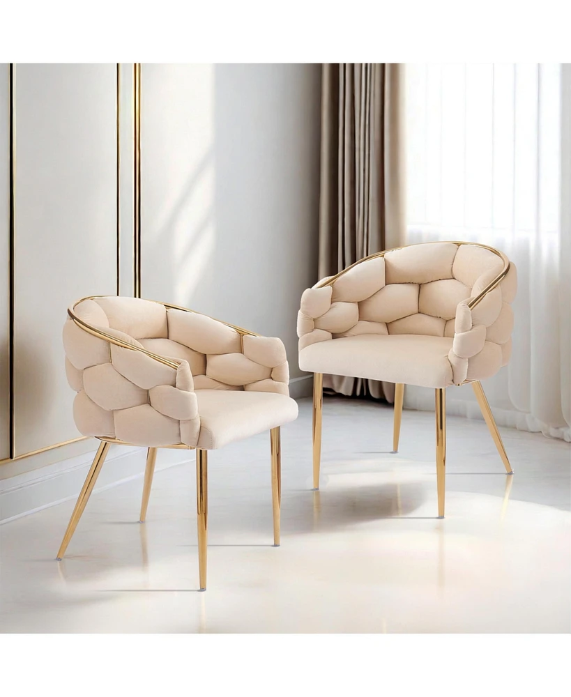 Streamdale Furniture Set of 2 Luxury Handmade Accent Chair with Gold Legs, Modern Velvet Armchair for Living Room and Bedroom