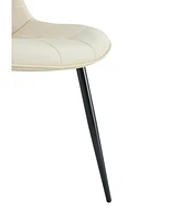 Streamdale Furniture Modern Cream White Fabric Dining Chair with Stylish Grid Pattern