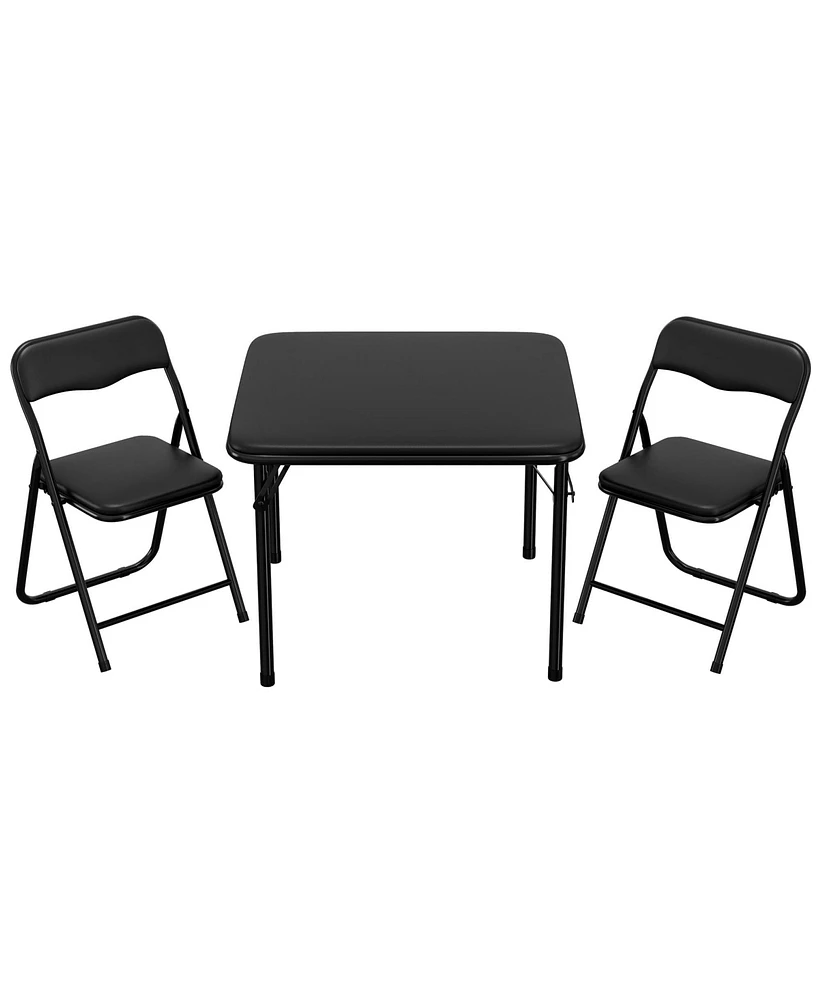 gaomon Boys and Girls Folding Table and Chairs Set of 3, Portable Table and Chair with Pu Soft Cushion