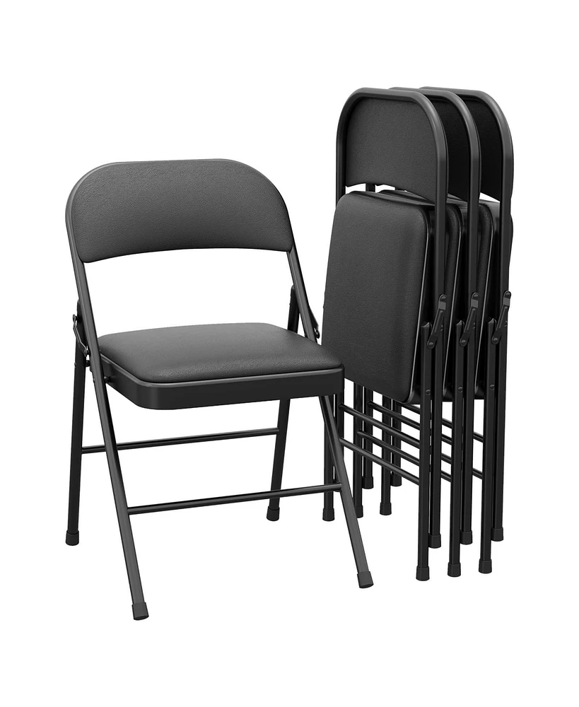 gaomon 4 Pack Folding Chairs with Padded Cushions, Padded Foldable Chair Hold Up to 350 Pounds, Portable Black Folding Chair