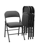 gaomon 4 Pack Folding Chairs with Padded Cushions, Padded Foldable Chair Hold Up to 350 Pounds, Portable Black Folding Chair