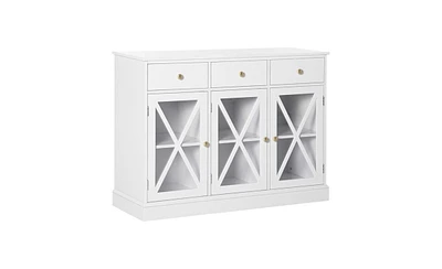 Slickblue Elegant White Kitchen Sideboard & Storage Cabinet – Multifunctional Coffee Bar Cabinet