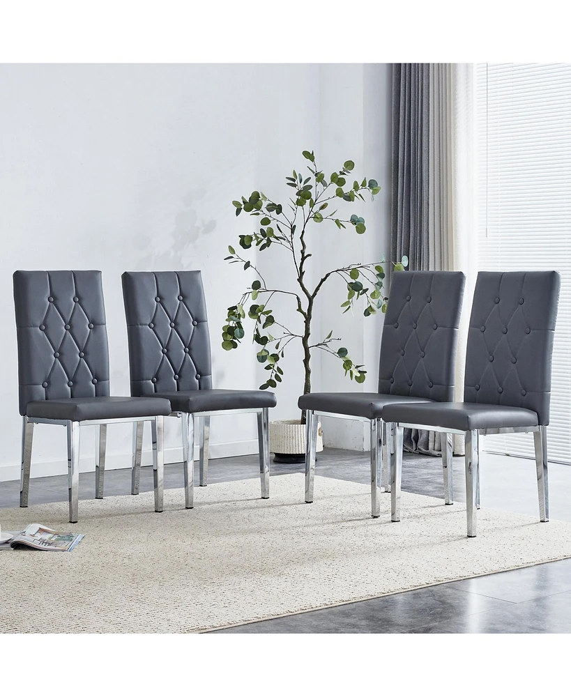 Streamdale Furniture 4 piece set of gray armless dining chairs brings a touch of elegance and mystery to the dining area with its deep gray tone, The