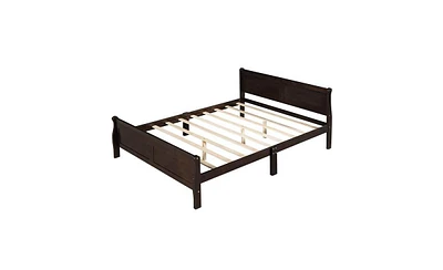 Slickblue Wood Platform Bed with Headboard and Sturdy Wooden Slat Support for Enhanced Mattress Stability