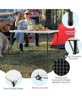 Sugift Folding Camping Table with All-Weather Hdpe Tabletop and Rustproof Steel Frame