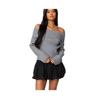 Edikted Women's Brandy Fold Over Ribbed Sweater