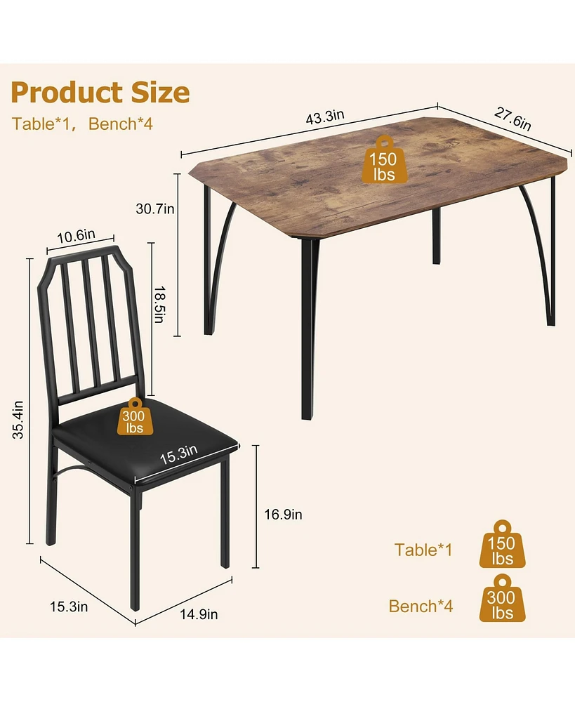 gaomon Kitchen Table and Chairs for with with Chamfer Design