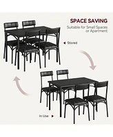gaomon Dining Table Set, Kitchen Table and Chairs for 4, Table Set with 4 Upholstered Chairs, 5 Piece Dining Table Set,Black