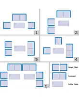 Sugift 4 Pieces Comfortable Outdoor Rattan Sofa Set with Glass Coffee Table-Peacock Blue