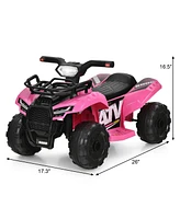 Sugift 6V Kids Atv Quad Electric Ride On Car with Led Light and MP3-Pink