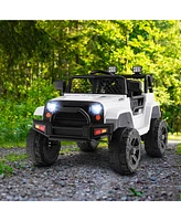 Sugift 12V Kids Ride On Truck with Remote Control and Headlights-White