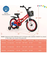 Sugift 16 Inch Kids Bike with Removable Training Wheels-Red