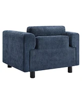 Streamdale Furniture Modern Oversized Armchair Comfy Accent Chair Single Sofa for Living Room Bedroom Office Apartment, Woven Velvet Fabric, Blue