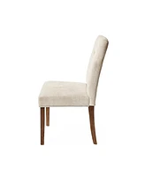 Streamdale Furniture Dining Chairs Set of 2, Upholstered Kitchen & Dining Room Chairs(Cream)