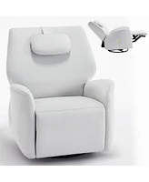 Streamdale Furniture Beige Swivel and Rocker Power Recliner Chair with Lumbar and Neck Support Pillow, Max Swivel Degree 270, Heavy Duty Motion Mechan