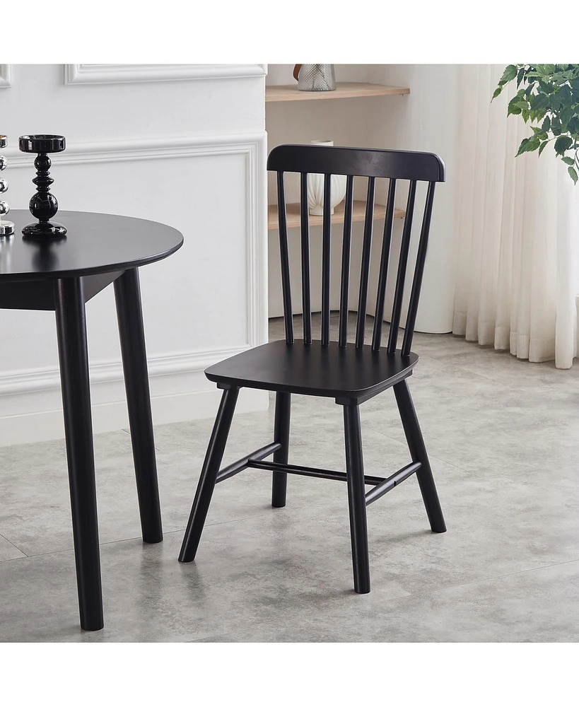 Streamdale Furniture 4 pieces of dining chair, black, rubber wood material, dining chair, solid wood chair, solid wood dining table chair, living room