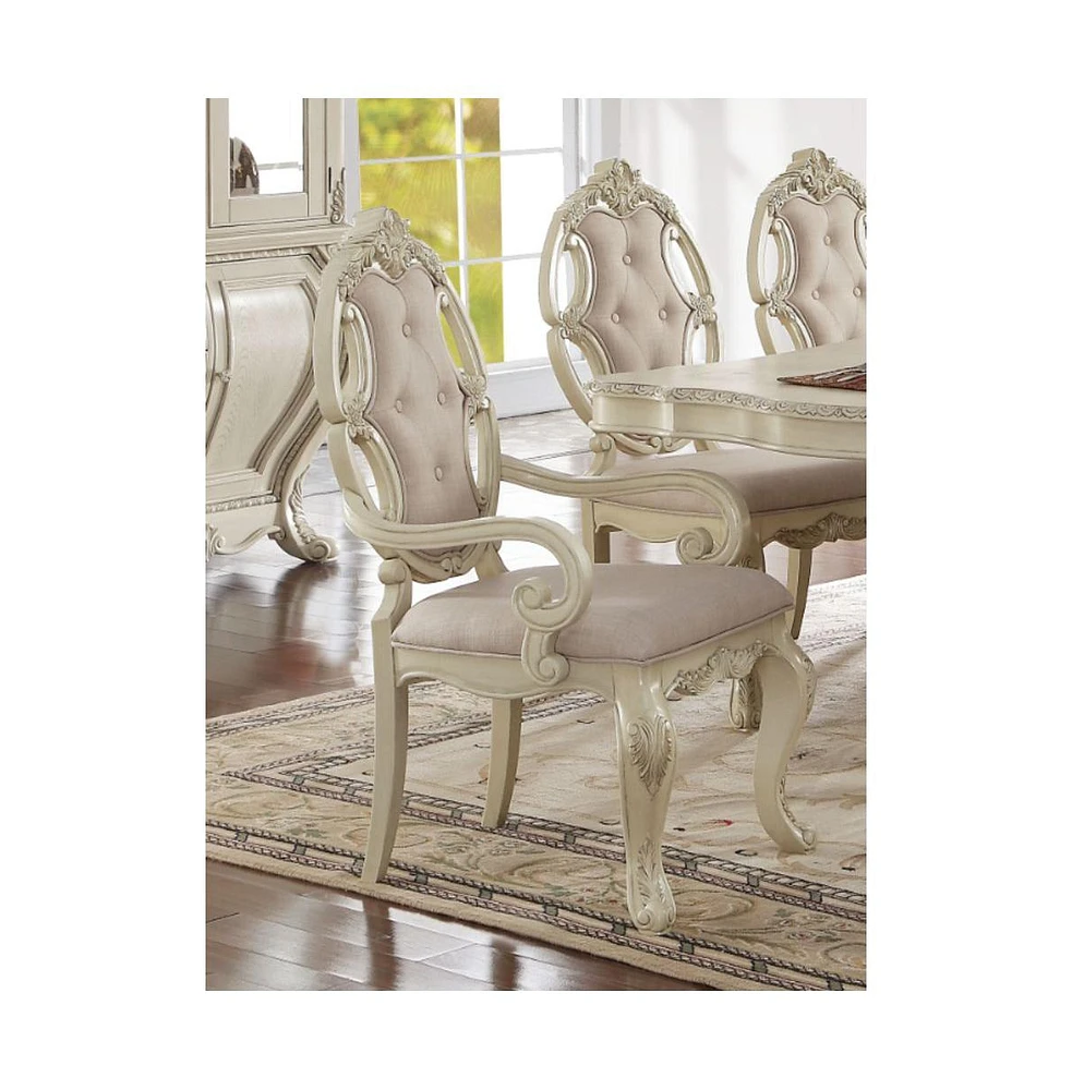 Streamdale Furniture Ragenardus Arm Chair (Set-2) in Fabric & Antique White