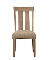 Streamdale Furniture Nathaniel Side Chair (Set-2), Slatted Back, Fabric & Maple (2Pc/1Ctn)