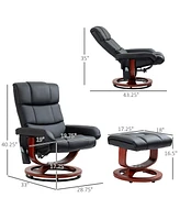 Streamdale Furniture Massage Recliner Chair with Ottoman, Swivel Recliner and Footrest, Faux Leather Reclining Chair with Remote Control, 10 Vibration