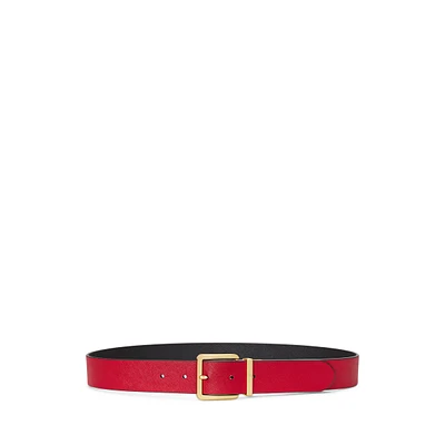 Lauren Ralph Women's Reversible Crosshatch Leather Belt