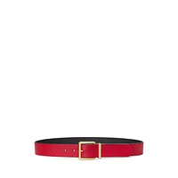 Lauren Ralph Women's Reversible Crosshatch Leather Belt