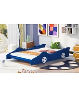 Slickblue Race Car-Shaped Platform Bed with Wheels for Exciting Kids' Bedroom Decor